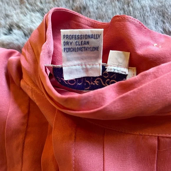 Vintage 100% Silk Jason Prescott Pink Blouse long sleeve button down Large - Picture 10 of 14